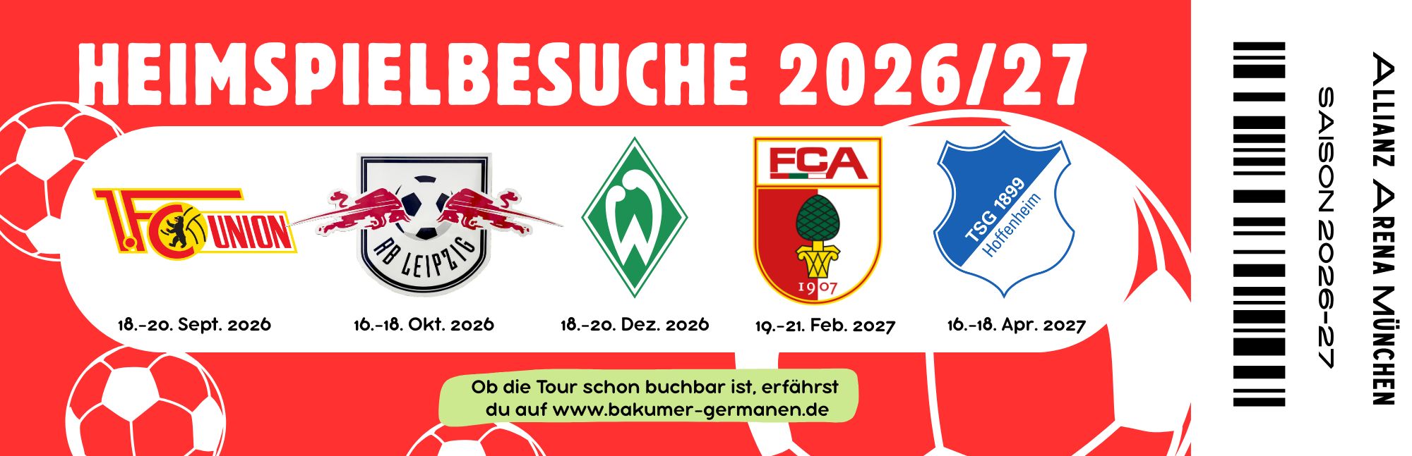 Touren zu Heimspielen der Saison 2026-27